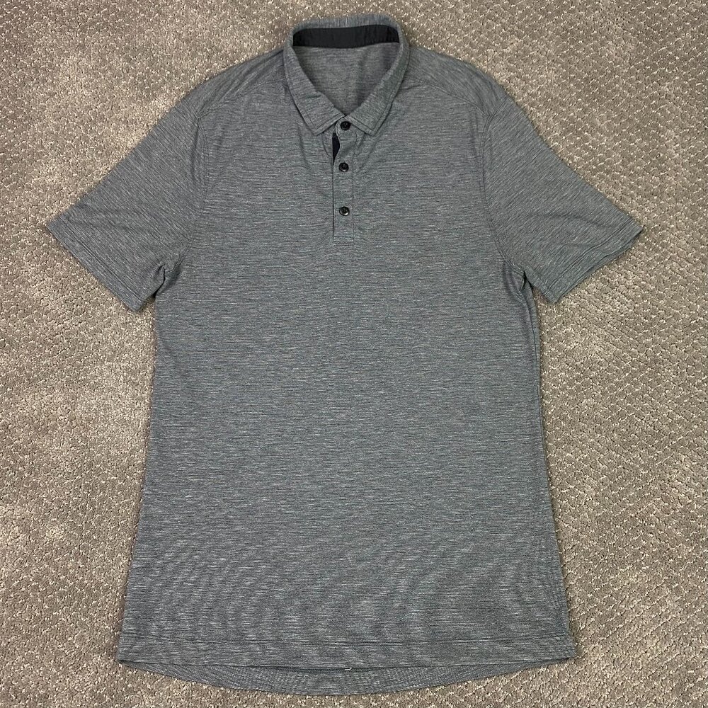 Lululemon Polo Shirt Men's Medium Heather Gray Evolution Performance Golf